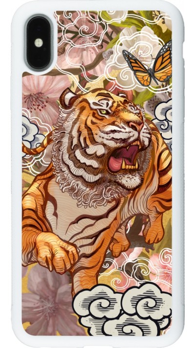 Coque iPhone Xs Max - Silicone rigide blanc Spring 23 japanese tiger