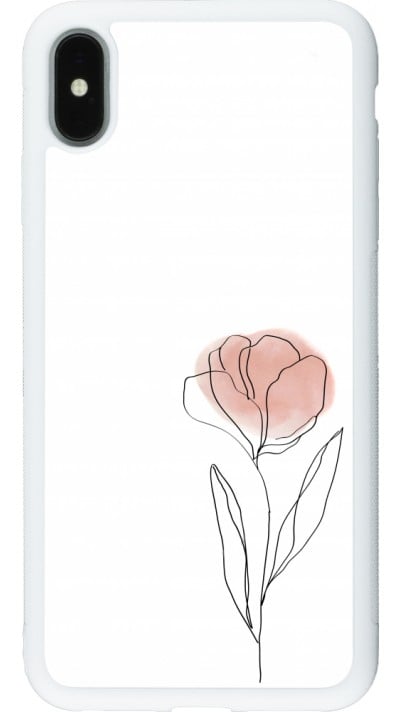 Coque iPhone Xs Max - Silicone rigide blanc Spring 23 minimalist flower
