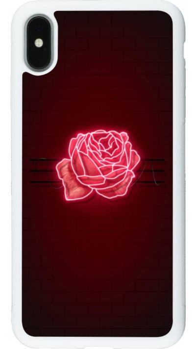 Coque iPhone Xs Max - Silicone rigide blanc Spring 23 neon rose