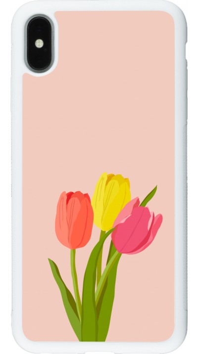 Coque iPhone Xs Max - Silicone rigide blanc Spring 23 tulip trio