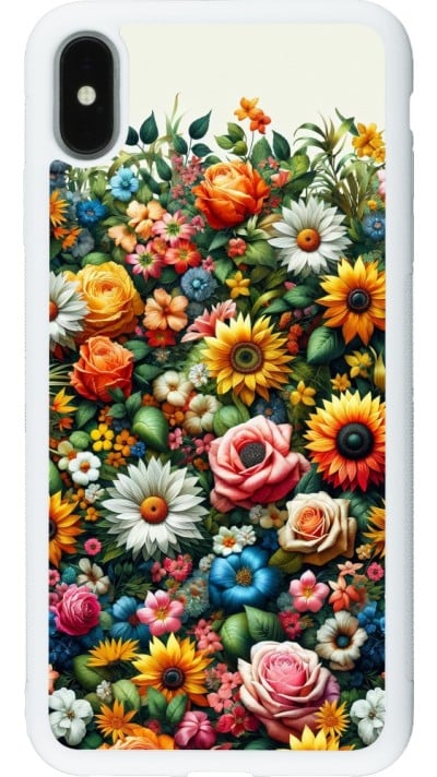 Coque iPhone Xs Max - Silicone rigide blanc Summer Floral Pattern