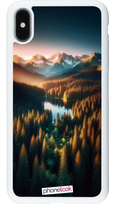 iPhone Xs Max Case Hülle - Silikon weiss Sonnenuntergang Waldsee