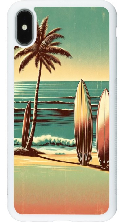 Coque iPhone Xs Max - Silicone rigide blanc Surf Paradise