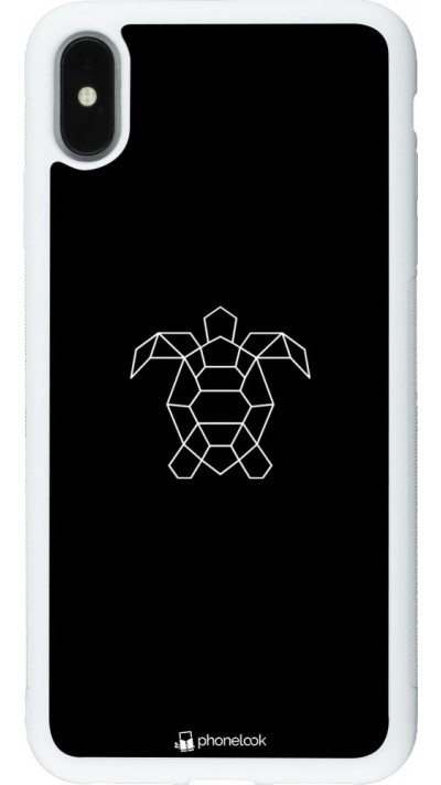 Coque iPhone Xs Max - Silicone rigide blanc Turtles lines on black