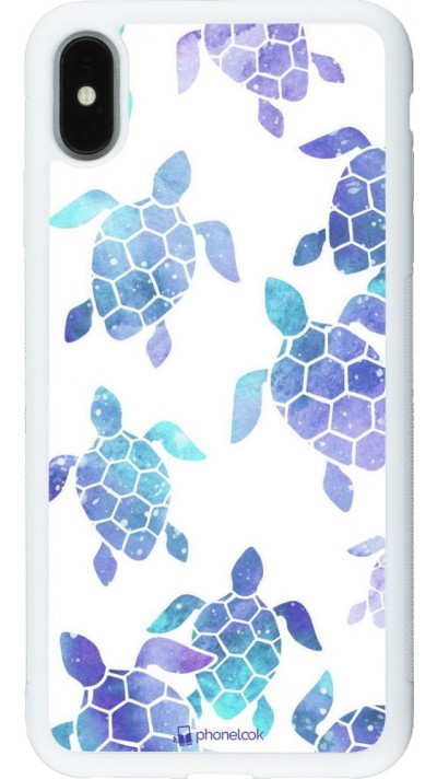 Coque iPhone Xs Max - Silicone rigide blanc Turtles pattern watercolor