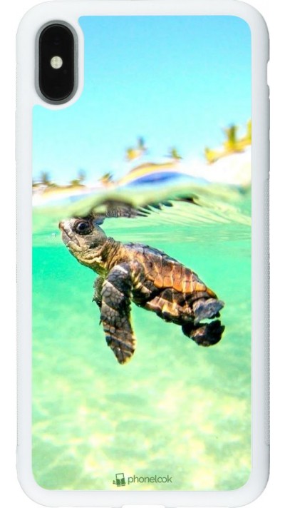 Coque iPhone Xs Max - Silicone rigide blanc Turtle Underwater