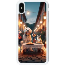 iPhone Xs Max Case Hülle - Silikon weiss Valentin 2024 Hund & Katze Kerzenlicht