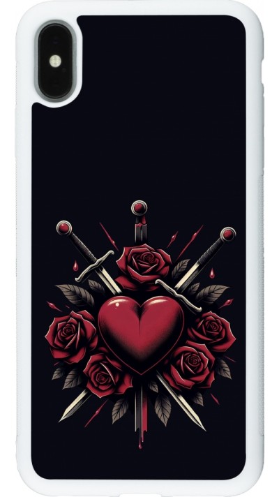 Coque iPhone Xs Max - Silicone rigide blanc Valentine 2024 gothic love