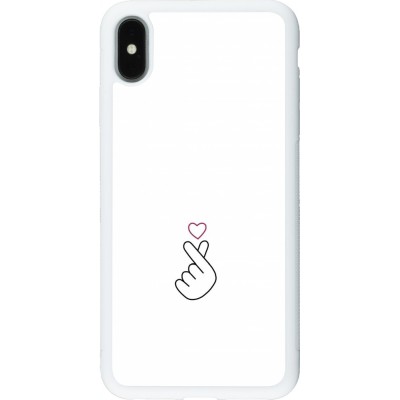 Coque iPhone Xs Max - Silicone rigide blanc Valentine 2024 heart by Millennials