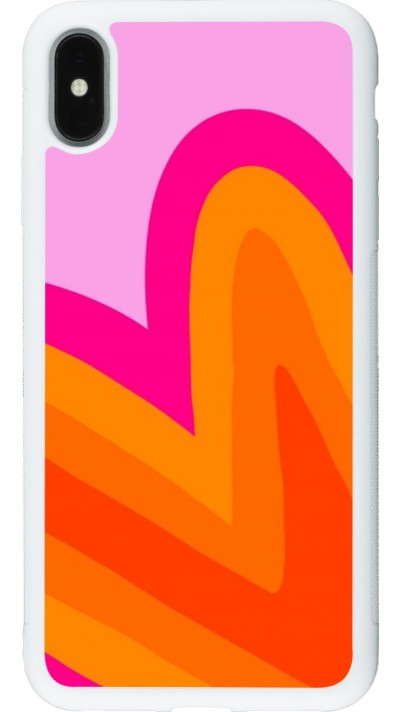 Coque iPhone Xs Max - Silicone rigide blanc Valentine 2024 heart gradient