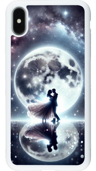 Coque iPhone Xs Max - Silicone rigide blanc Valentine 2024 Love under the moon