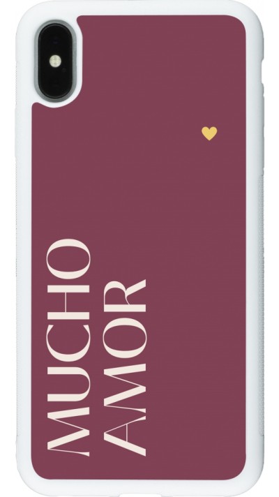 Coque iPhone Xs Max - Silicone rigide blanc Valentine 2024 mucho amor rosado