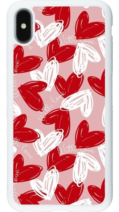 Coque iPhone Xs Max - Silicone rigide blanc Valentine 2024 with love heart
