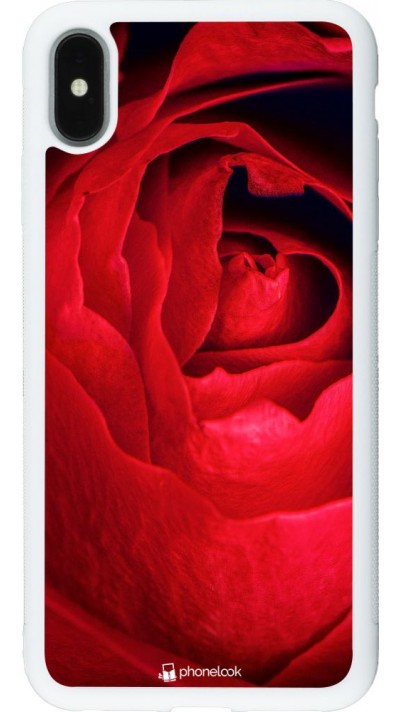 Coque iPhone Xs Max - Silicone rigide blanc Valentine 2022 Rose