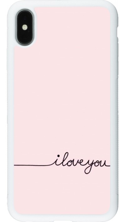 Coque iPhone Xs Max - Silicone rigide blanc Valentine 2023 i love you writing