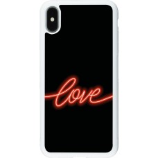 Coque iPhone Xs Max - Silicone rigide blanc Valentine 2023 neon love