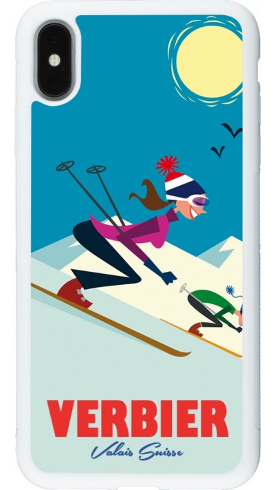 Coque iPhone Xs Max - Silicone rigide blanc Verbier Ski Downhill