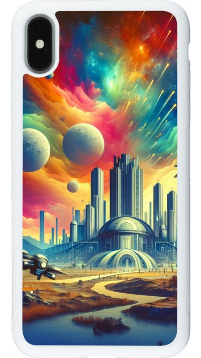 iPhone Xs Max Case Hülle - Silikon weiss Futuristische Stadt ausserhalb der Kuppel