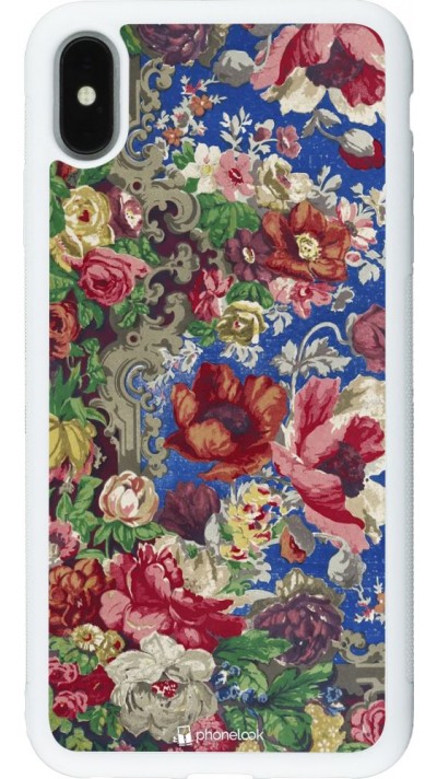Hülle iPhone Xs Max - Silikon weiss Vintage Art Flowers