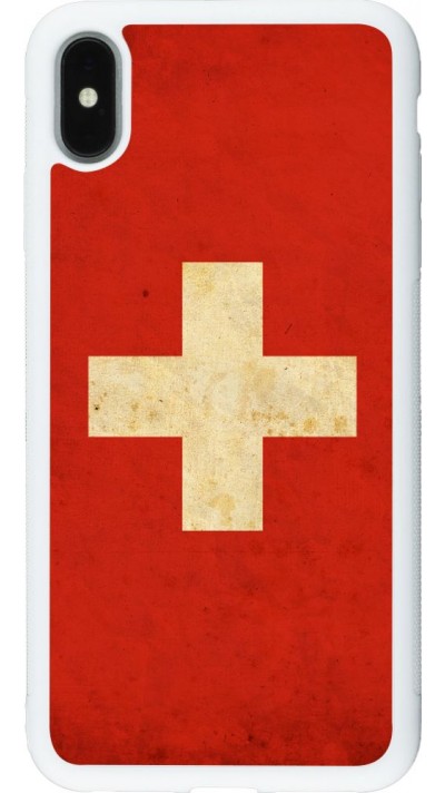 Hülle iPhone Xs Max - Silikon weiss Vintage Flag SWISS