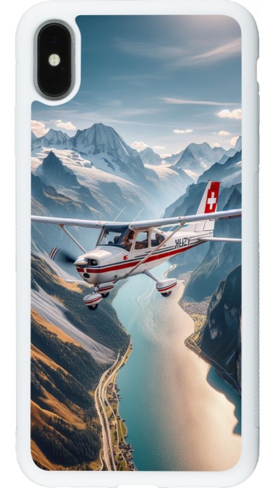 Coque iPhone Xs Max - Silicone rigide blanc Vol Alpin Suisse