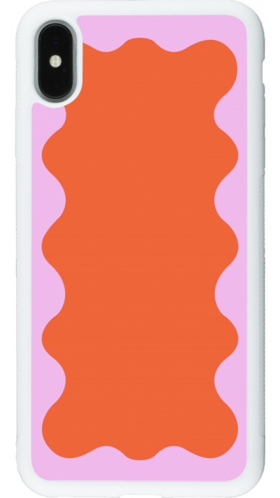 iPhone Xs Max Case Hülle - Silikon weiss Wavy Rectangle Orange Pink