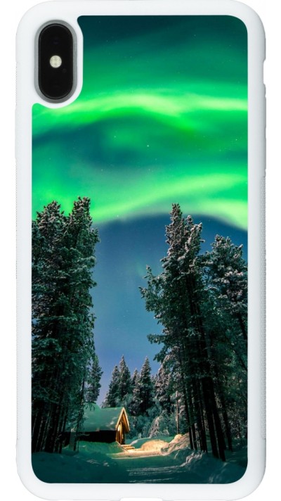 Coque iPhone Xs Max - Silicone rigide blanc Winter 22 Northern Lights