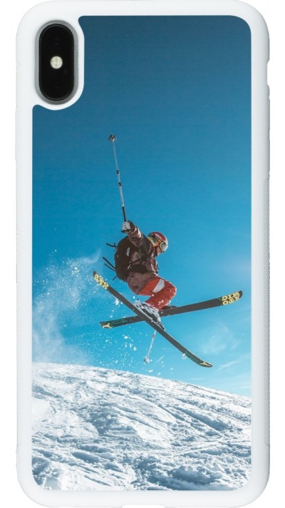 Coque iPhone Xs Max - Silicone rigide blanc Winter 22 Ski Jump