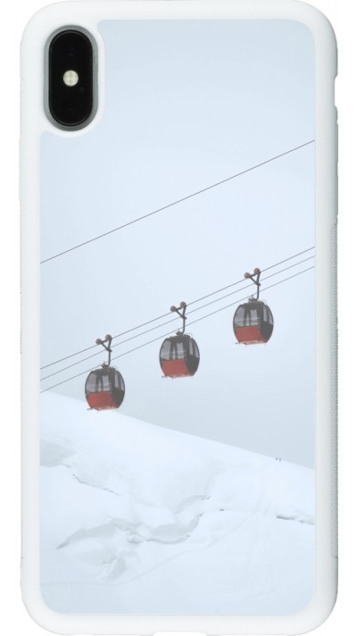 Coque iPhone Xs Max - Silicone rigide blanc Winter 22 ski lift