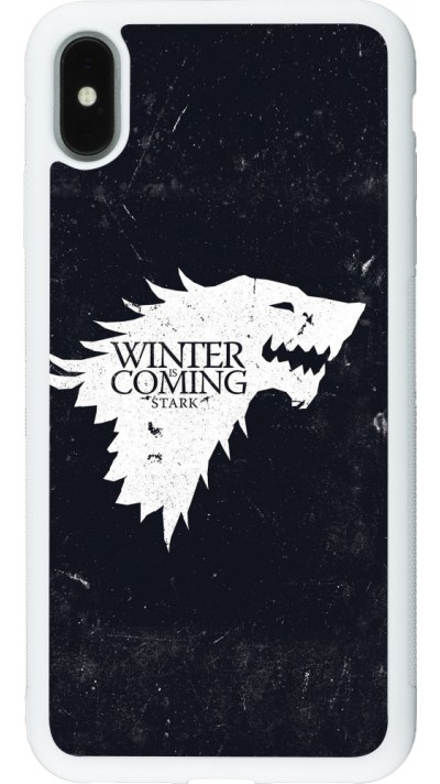 Coque iPhone Xs Max - Silicone rigide blanc Winter is coming Stark