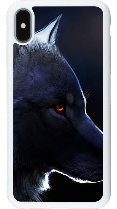 Coque iPhone Xs Max - Silicone rigide blanc Wolf Shape