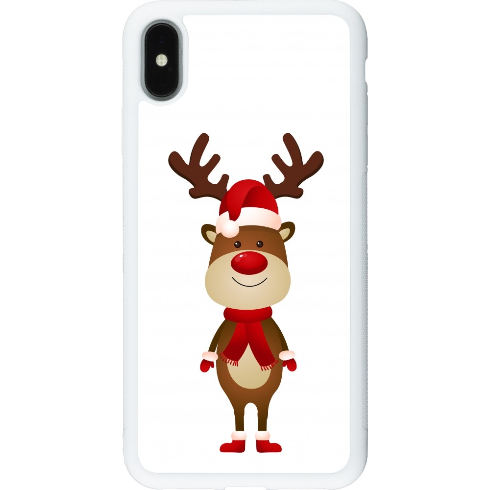 iPhone Xs Max Case Hülle - Silikon weiss Christmas 22 reindeer