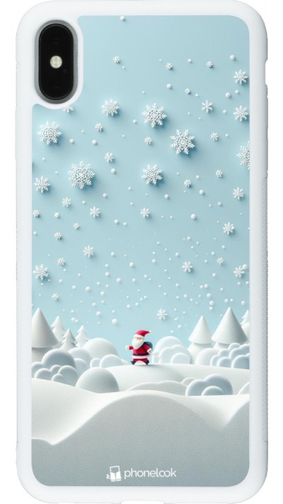 Coque iPhone Xs Max - Silicone rigide blanc Noël 2023 Petit Père Flocon