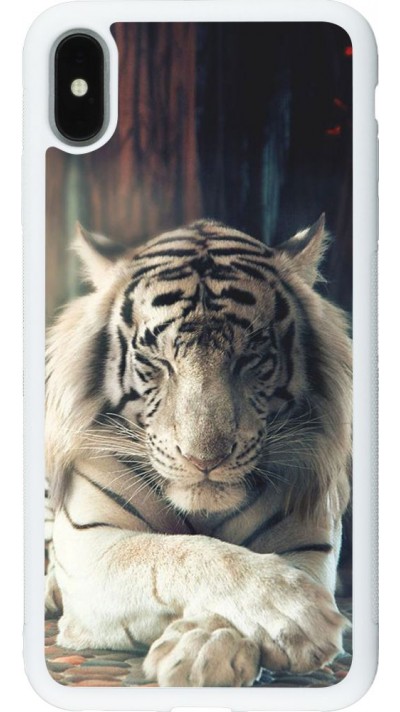 Coque iPhone Xs Max - Silicone rigide blanc Zen Tiger