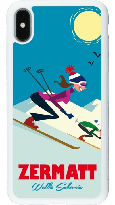 iPhone Xs Max Case Hülle - Silikon weiss Zermatt Ski Downhill