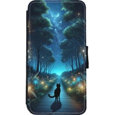 iPhone Xs Max Case Hülle - Wallet schwarz Schwarze Katze Spaziergang