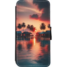 iPhone Xs Max Case Hülle - Wallet schwarz Paradies Malediven