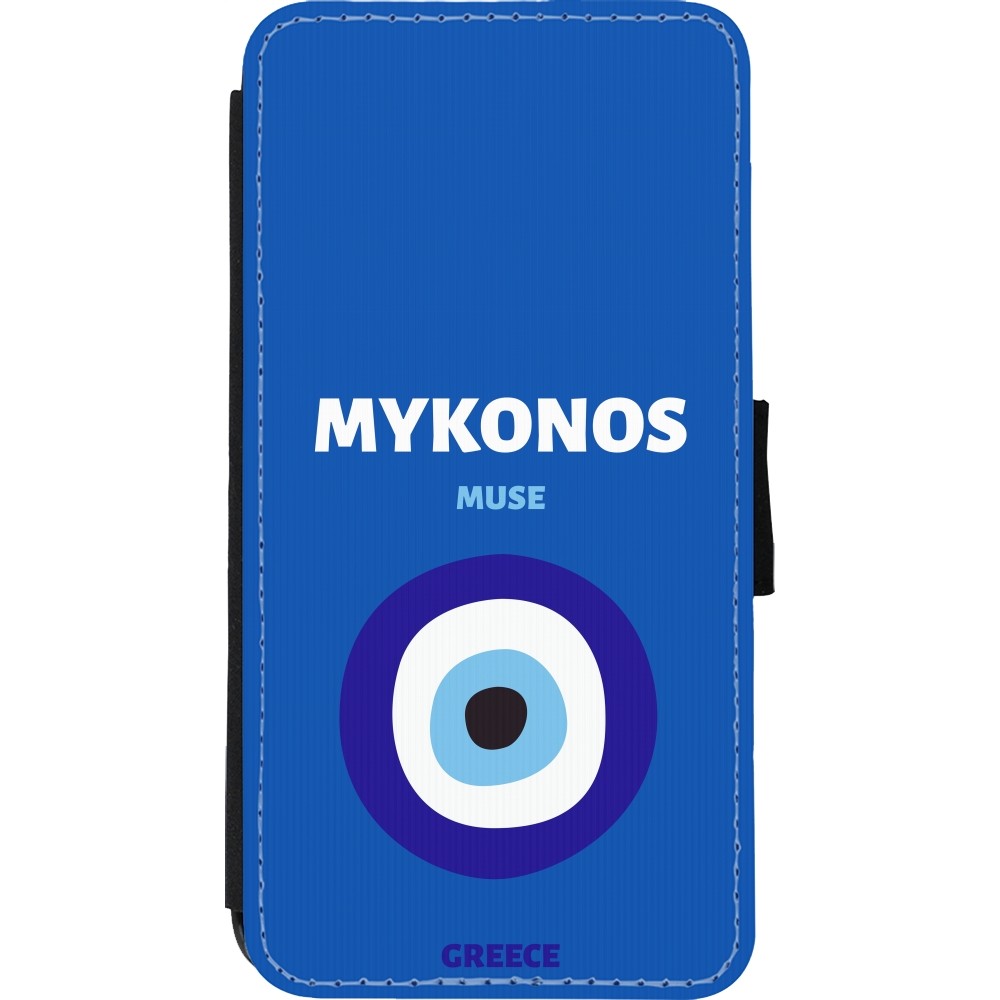 Coque iPhone Xs Max - Wallet noir Pop Summer Destination Mykonos