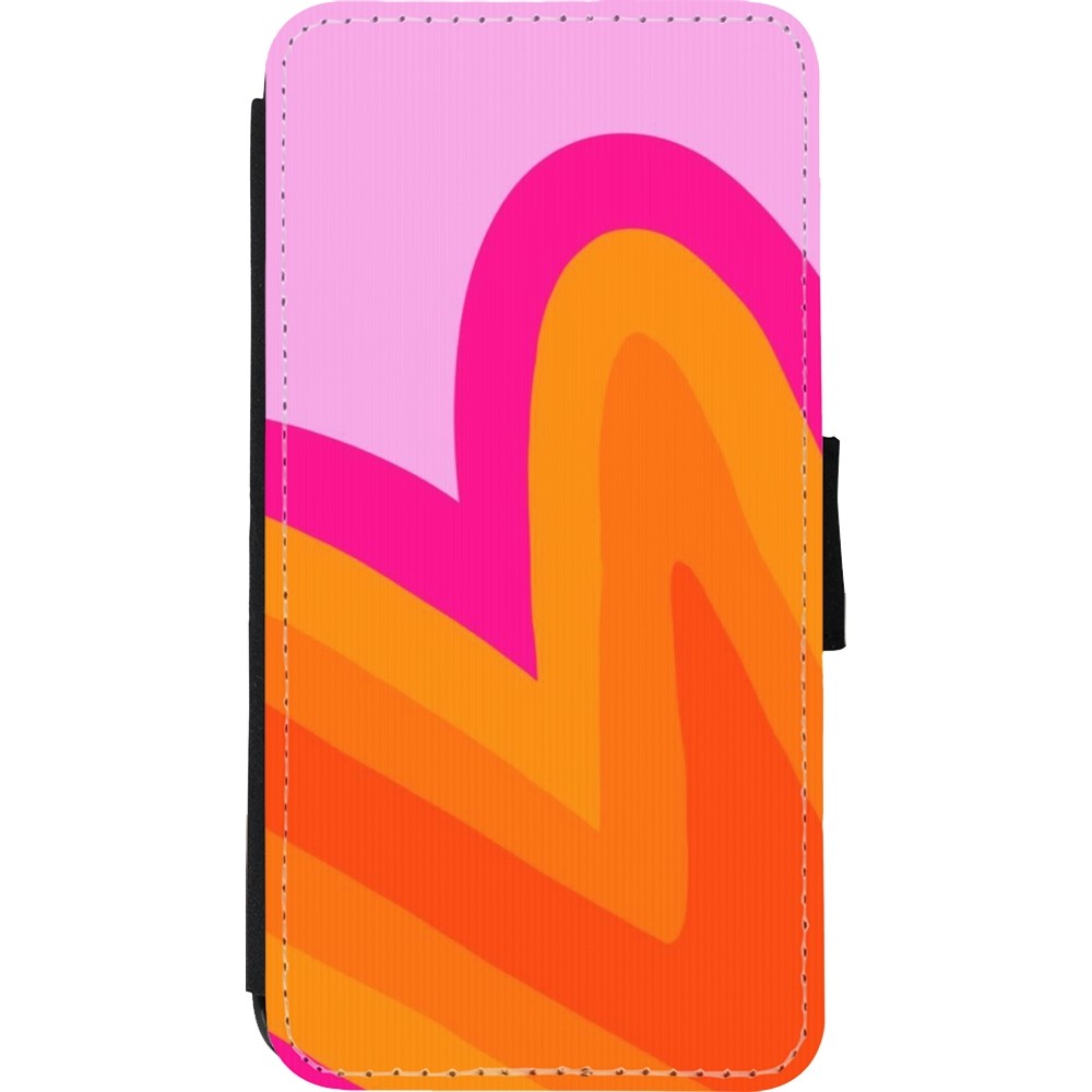 Coque iPhone Xs Max - Wallet noir Valentine 2024 heart gradient