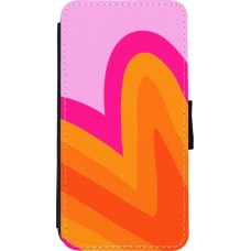 Coque iPhone Xs Max - Wallet noir Valentine 2024 heart gradient