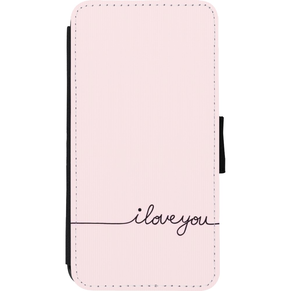 iPhone Xs Max Case Hülle - Wallet schwarz Valentine 2023 i love you writing