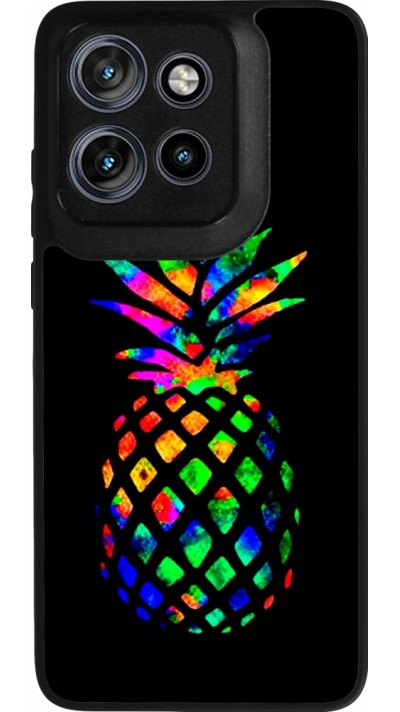 Coque Motorola Moto S50 - Silicone rigide noir Ananas Multi-colors