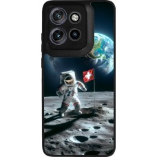 Coque Motorola Moto S50 - Silicone rigide noir Astro Suisse sur lune