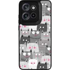 Coque Motorola Moto S50 - Silicone rigide noir Chats gris troupeau