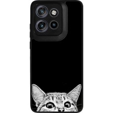 Coque Motorola Moto S50 - Silicone rigide noir Cat Looking Up Black
