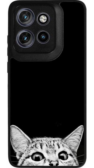 Coque Motorola Moto S50 - Silicone rigide noir Cat Looking Up Black