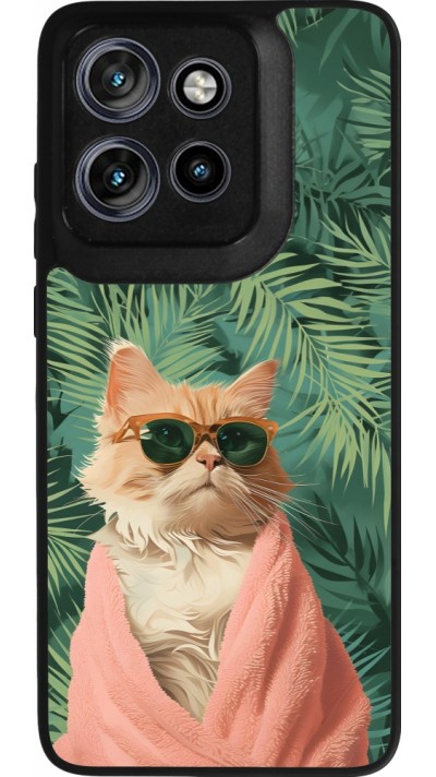 Coque Motorola Moto S50 - Silicone rigide noir Cat Summer Palms