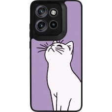 Coque Motorola Moto S50 - Silicone rigide noir Chat sur fond violet