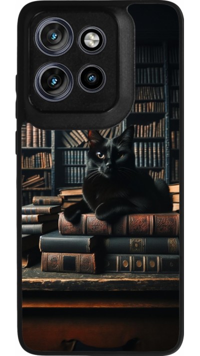 Motorola Moto S50 Case Hülle - Silikon schwarz Katze Bücher dunkel
