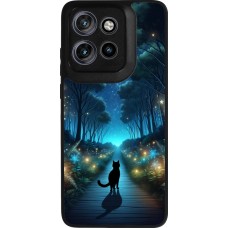 Motorola Moto S50 Case Hülle - Silikon schwarz Schwarze Katze Spaziergang